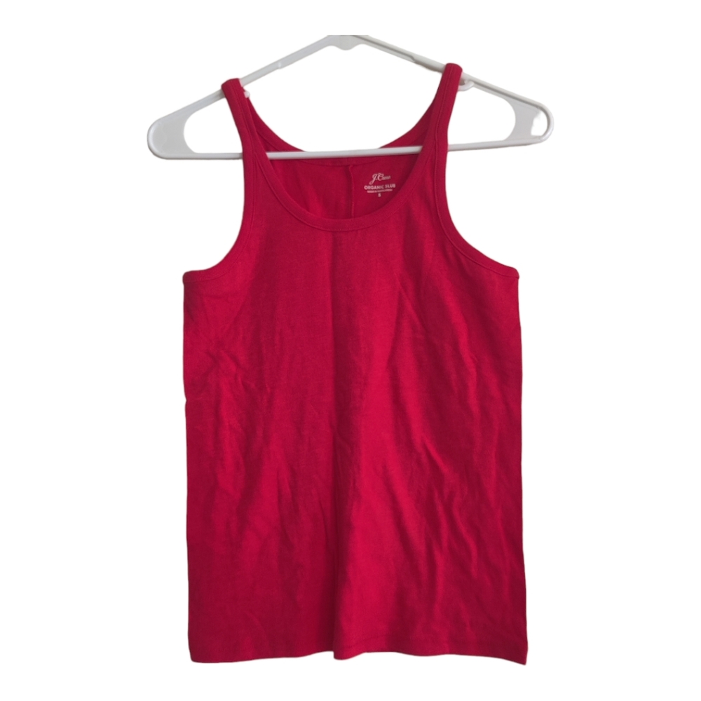 NWOT J. Crew Scoop Neck Tank Top In Organic Slub Cotton, Size S, Color Red.